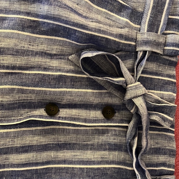 Linen blend blue striped skirt. - Picture 2 of 10